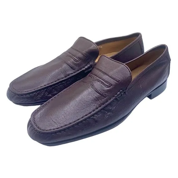 Da Vinci Men's Brown Leather Penny Loafers Size US 11 EUR 45 Slip On Comfort
