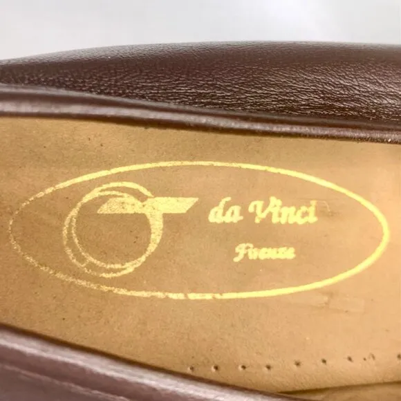 Da Vinci Men's Brown Leather Penny Loafers Size US 11 EUR 45 Slip On Comfort