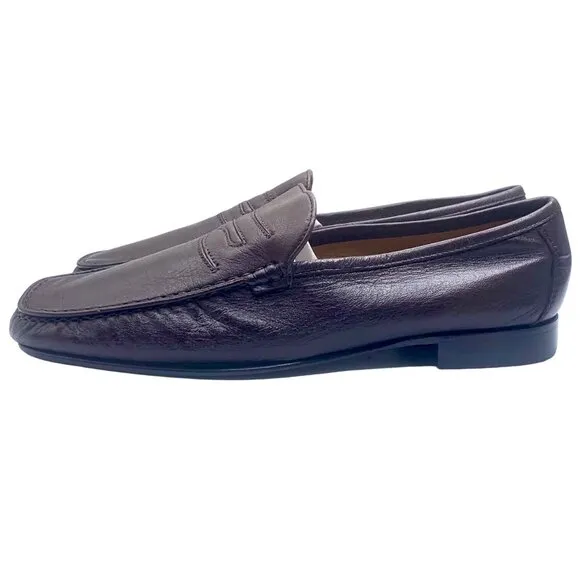 Da Vinci Men's Brown Leather Penny Loafers Size US 11 EUR 45 Slip On Comfort