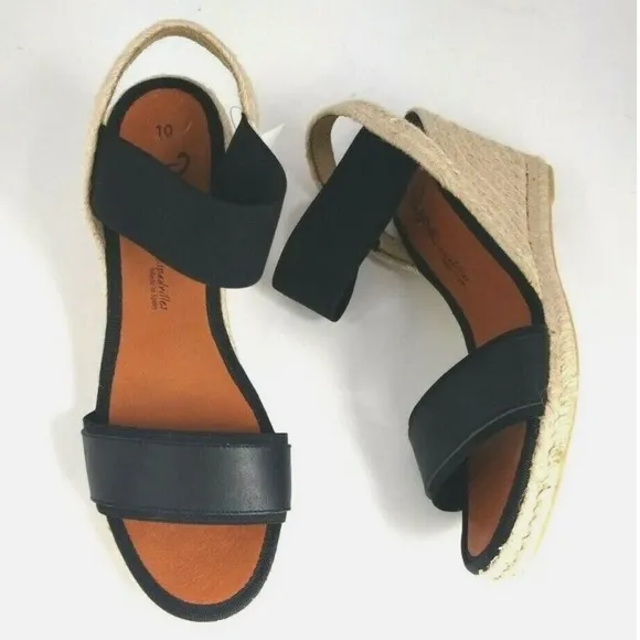 Dalson Espadrilles Open-ToeWedge Women's 10 Black HandmadeSpainNWT