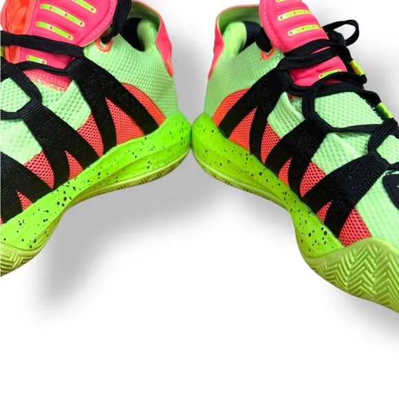 Dame 6 Adidas Men’s Size 8 Signal Green  Coral Black Mesh Basketball sneakers