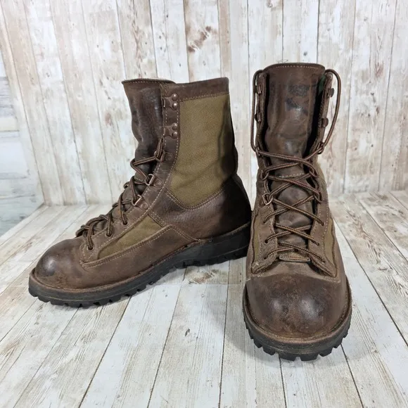 Danner Leather Hiking Boots Waterproof Work Combat Boots Brown Mens Size 10