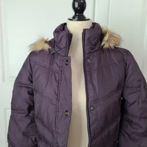 Dark Purple Fur Lined Snow Jacket