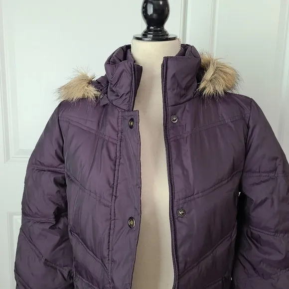 Dark Purple Fur Lined Snow Jacket