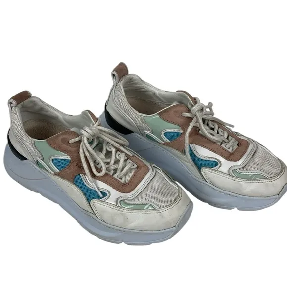 D.A.T.E. Fuga Leather Nylon Mesh Sneaker, Size 7