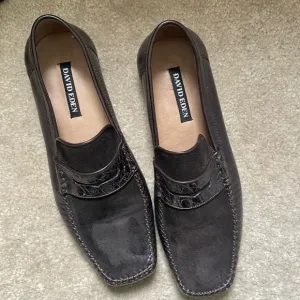 David Eden Crocodile Mens Loafers Brown Sz 10