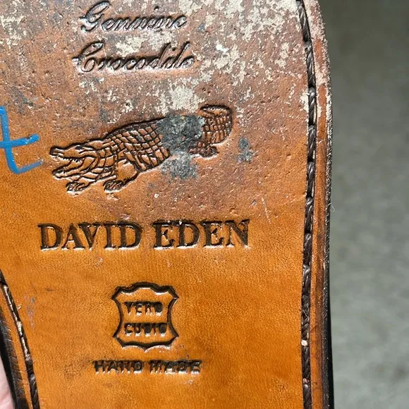 David Eden Crocodile Mens Loafers Brown Sz 10