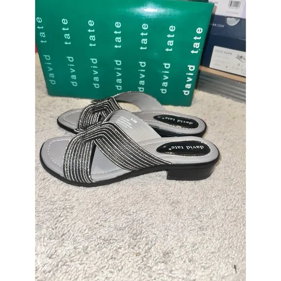 David Tate Thrill Women's Sandal Black Slip On Slide Brand New! Size 9 M
