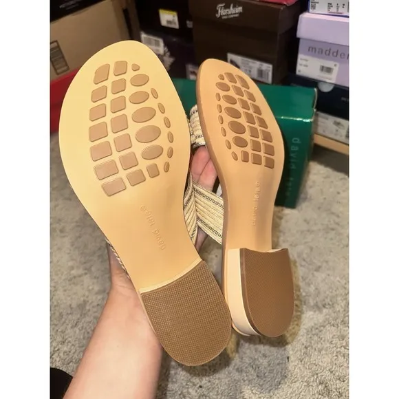 David Tate Thrill Women's Sandal Bone Tan Slip On Slide Brand New! Size 8.5 W