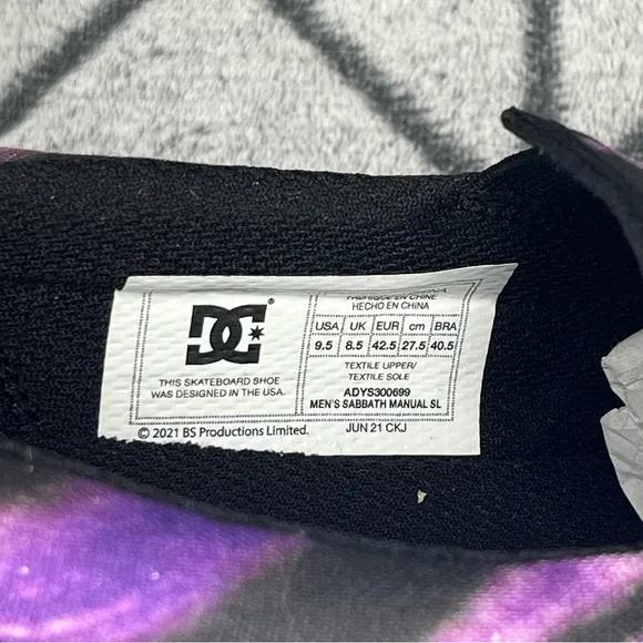 DC x Black Sabbath Skateboard Slip On Purple Tie Dye Sneakers NWT