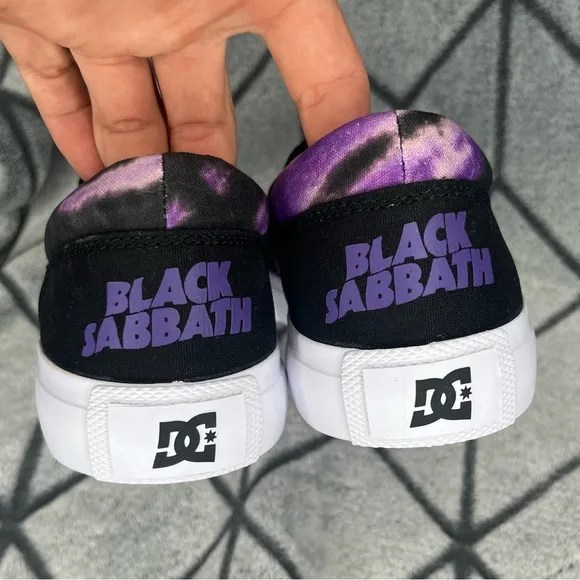 DC x Black Sabbath Skateboard Slip On Purple Tie Dye Sneakers NWT