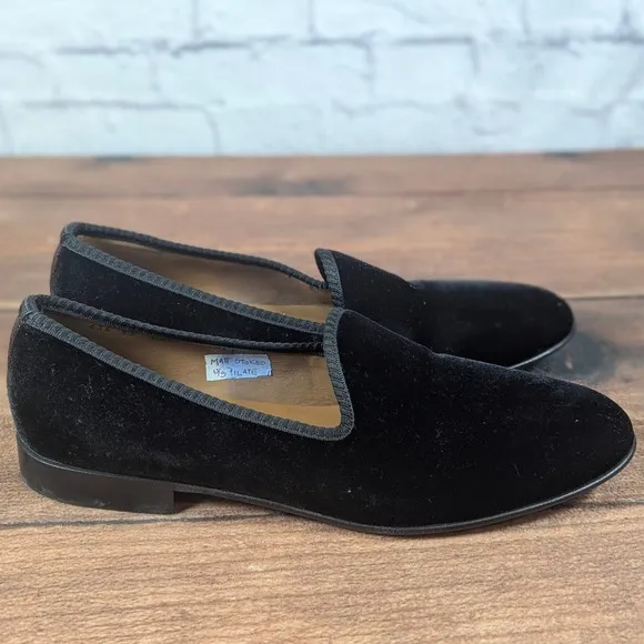 Del Toro Navy Velvet Loafers Dress Shoes Slip On Made in Italy Size 13