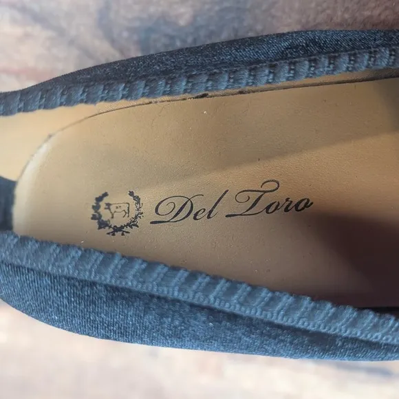 Del Toro Navy Velvet Loafers Dress Shoes Slip On Made in Italy Size 13
