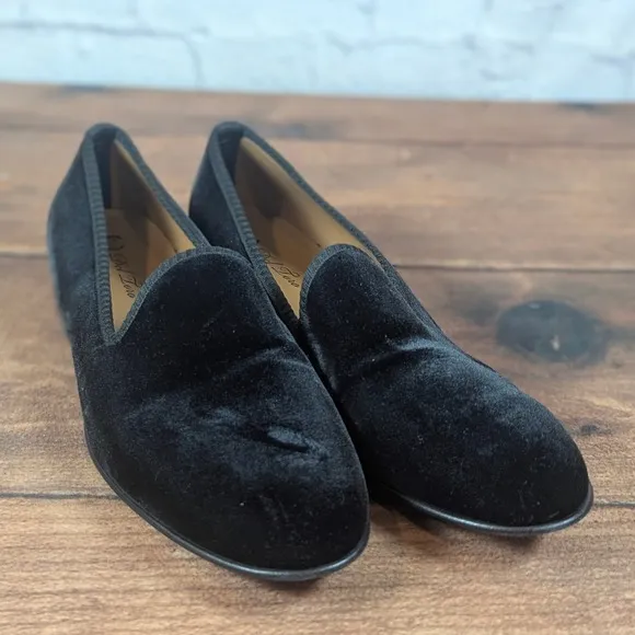 Del Toro Navy Velvet Loafers Dress Shoes Slip On Made in Italy Size 13