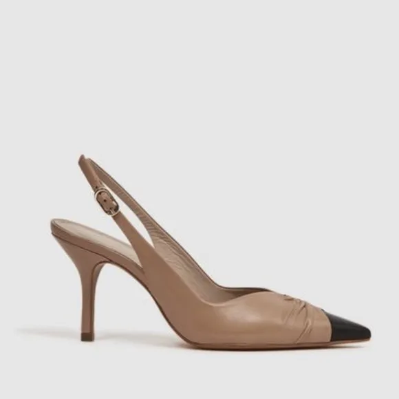 DELILAHMID HEEL LEATHERSLING BACK COURTSHOES Nude size 38 US 8
