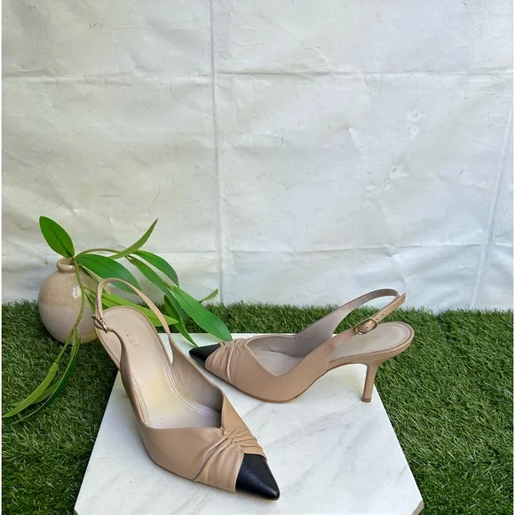 DELILAHMID HEEL LEATHERSLING BACK COURTSHOES Nude size 38 US 8