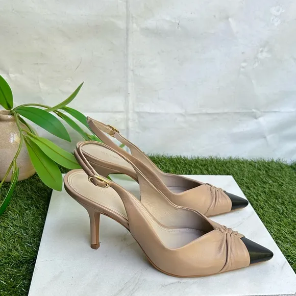 DELILAHMID HEEL LEATHERSLING BACK COURTSHOES Nude size 38 US 8