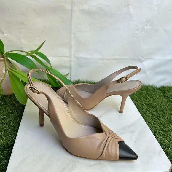 DELILAHMID HEEL LEATHERSLING BACK COURTSHOES Nude size 38 US 8