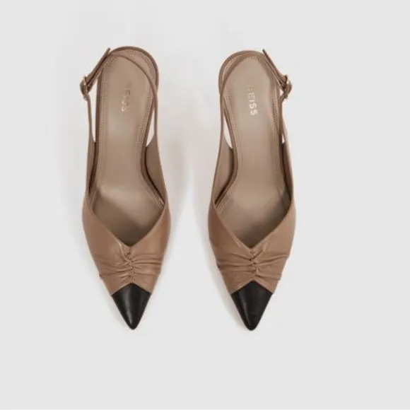DELILAHMID HEEL LEATHERSLING BACK COURTSHOES Nude size 38 US 8