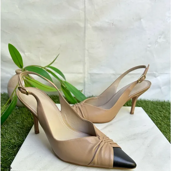 DELILAHMID HEEL LEATHERSLING BACK COURTSHOES Nude size 38 US 8