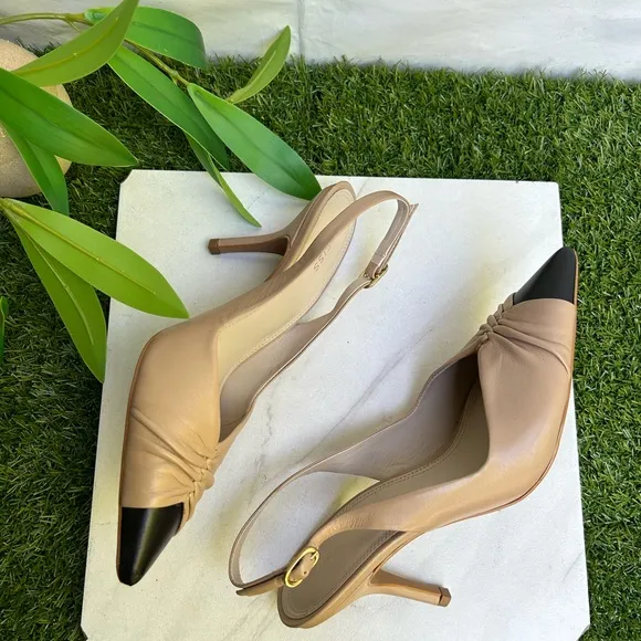 DELILAHMID HEEL LEATHERSLING BACK COURTSHOES Nude size 38 US 8