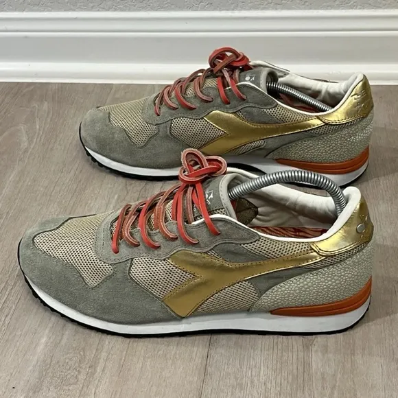 Diadora Heritage The Editor Trident Mesh Gold Premium Trainers Sneakers OG