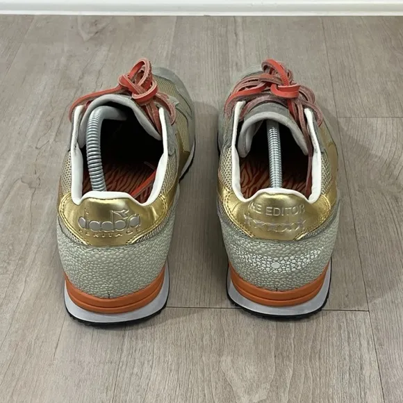 Diadora Heritage The Editor Trident Mesh Gold Premium Trainers Sneakers OG