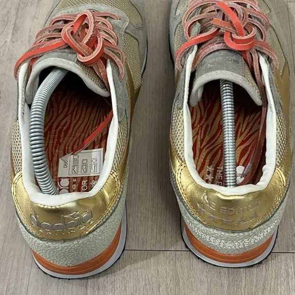 Diadora Heritage The Editor Trident Mesh Gold Premium Trainers Sneakers OG