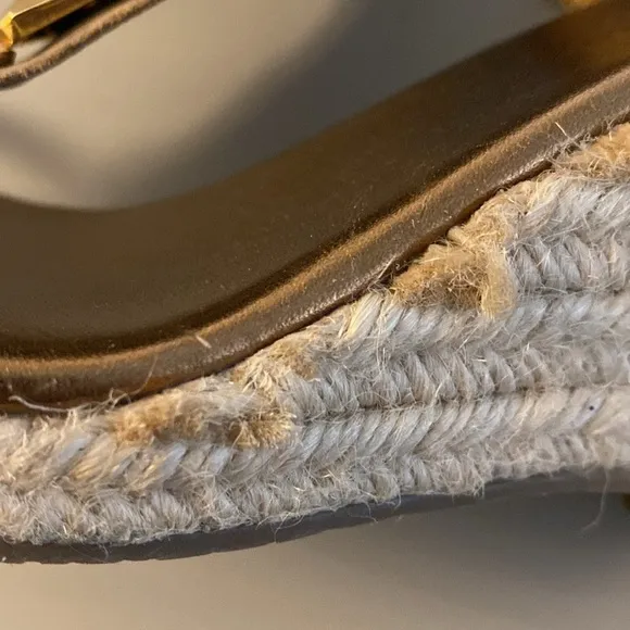 Diane von Furstenberg DVF Bronze Espadrilles Sandal Wedge Block Heel 8.5