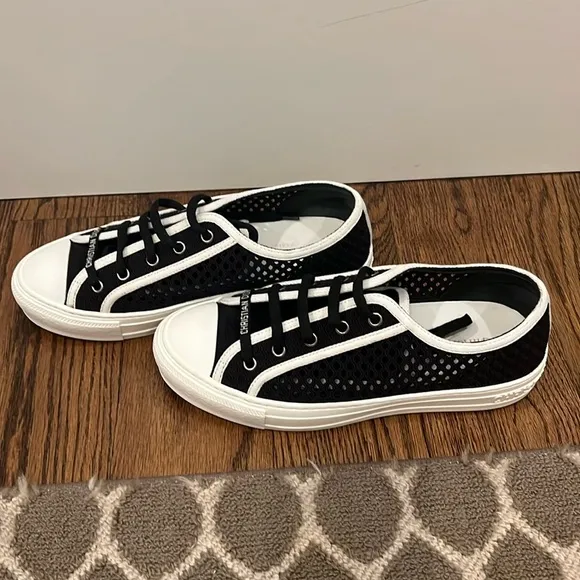 Dior black mesh and leather sneakers!