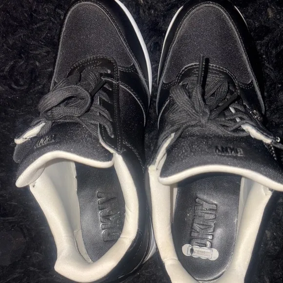 DKNY Black Sneakers Classic Design Suede Mesh