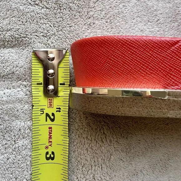 DKNY Daz Red Orange Leather Slide Sandals Women 9 M Toe Loop Casual Resort