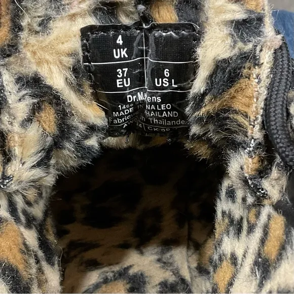 Doc Marten 1460 Serena Leo Boots Women's Size 6 Black Faux Leopard Fur Lined