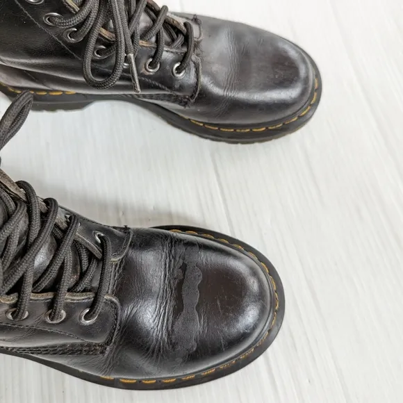 DOC MARTENS 1460 Serena fur lined lace up black leather combat boots