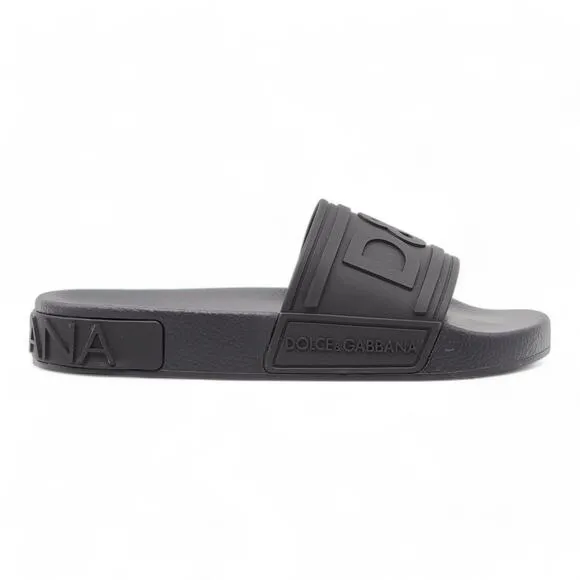 Dolce &amp; Gabbana DG Logo Beachwear Women's Rubber Slides Black EU 36 US 6 - NWB