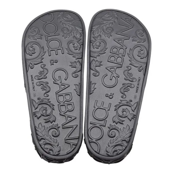 Dolce &amp; Gabbana DG Logo Beachwear Women's Rubber Slides Black EU 36 US 6 - NWB