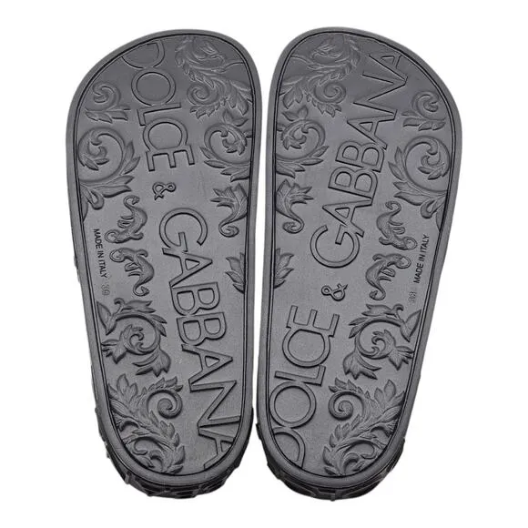 Dolce &amp; Gabbana DG Logo Beachwear Women's Rubber Slides Black EU 36 US 6 - NWB