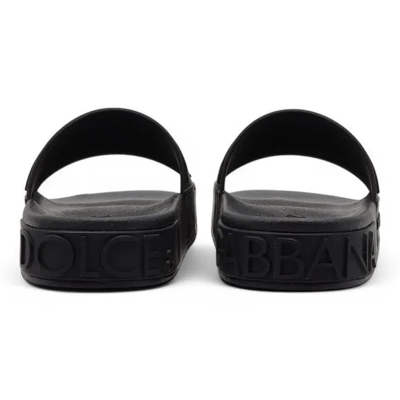 Dolce &amp; Gabbana DG Logo Beachwear Women's Rubber Slides Black EU 36 US 6 - NWB