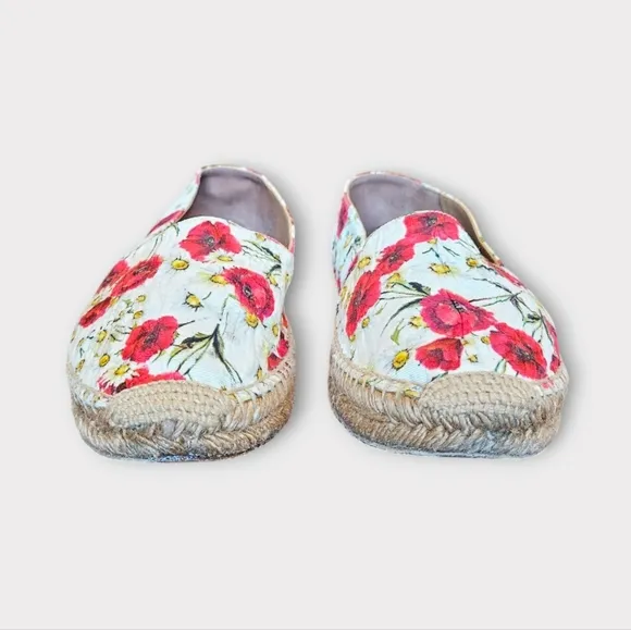 Dolce &amp; Gabbana Red Floral Printed Espadrilles