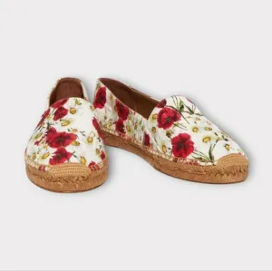 Dolce &amp; Gabbana Red Floral Printed Espadrilles