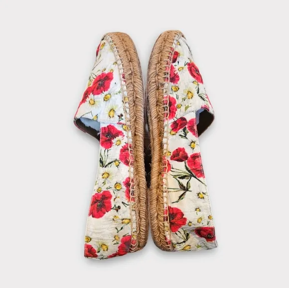 Dolce &amp; Gabbana Red Floral Printed Espadrilles