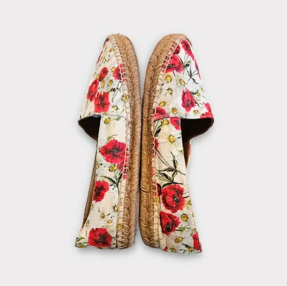 Dolce &amp; Gabbana Red Floral Printed Espadrilles