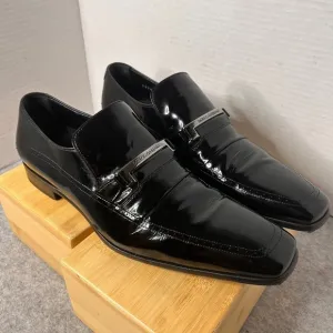 Dolce Gabbana Mens Black Patent Leather Loafer Silver Name Plate EUC Sz 7 US