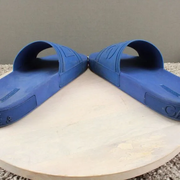Dolce Gabbana Slide Sandals Mens 45 (US 12) Blue Made in Italy Beach Comfort