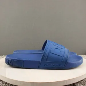 Dolce Gabbana Slide Sandals Mens 45 (US 12) Blue Made in Italy Beach Comfort