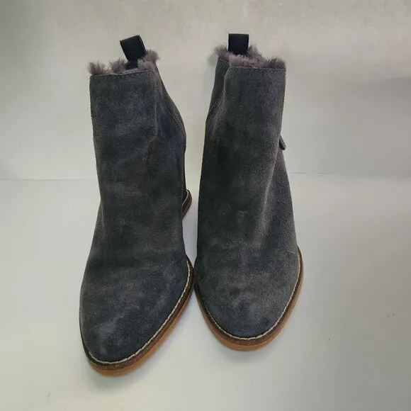 Dolce Vita Gili Suede Faux Fur Lined Ankle Boots in Anthracite Gray Size 8M