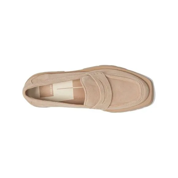DOLCE VITA Womens Beige Elias Toe Block Heel Slip On Leather Heeled Loafers 10 M