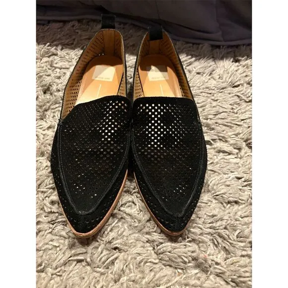 Dolce Vita Women's Black Suede Perforated Loafers Size 8.5