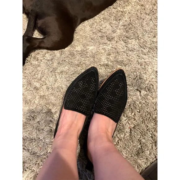Dolce Vita Women's Black Suede Perforated Loafers Size 8.5
