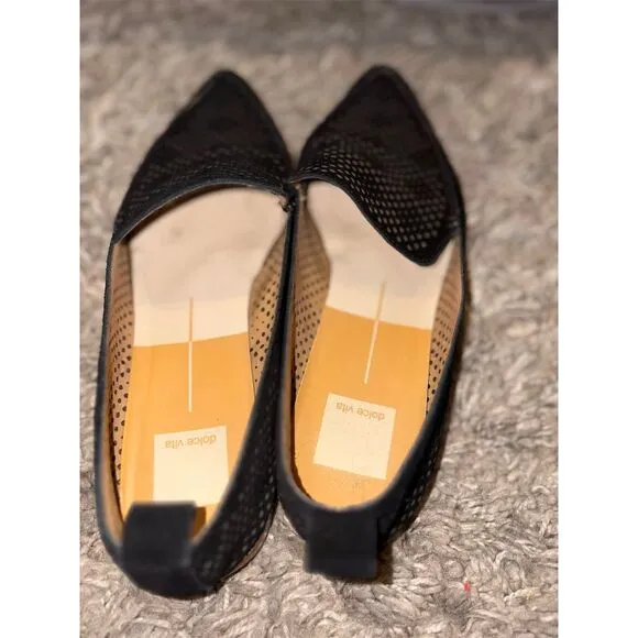 Dolce Vita Women's Black Suede Perforated Loafers Size 8.5